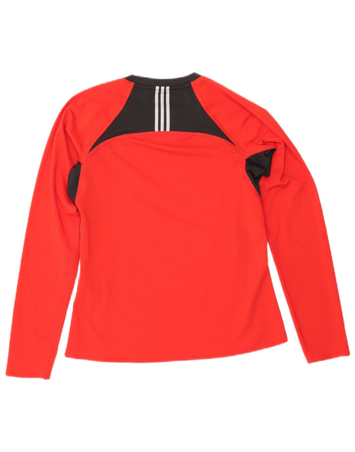 ADIDAS Damen Climacool Top Langarm UK 12 Mittelrot Farbblock