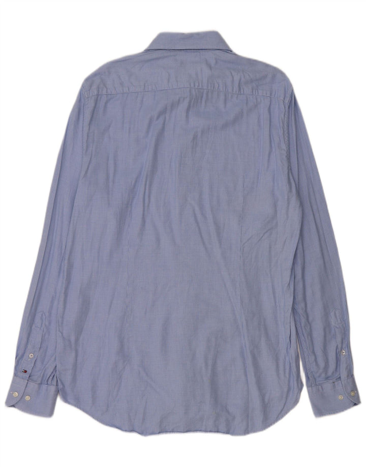 Tommy Hilfiger Herrenhemd Größe 41 16 Große blaue Hahnentritt-Baumwolle