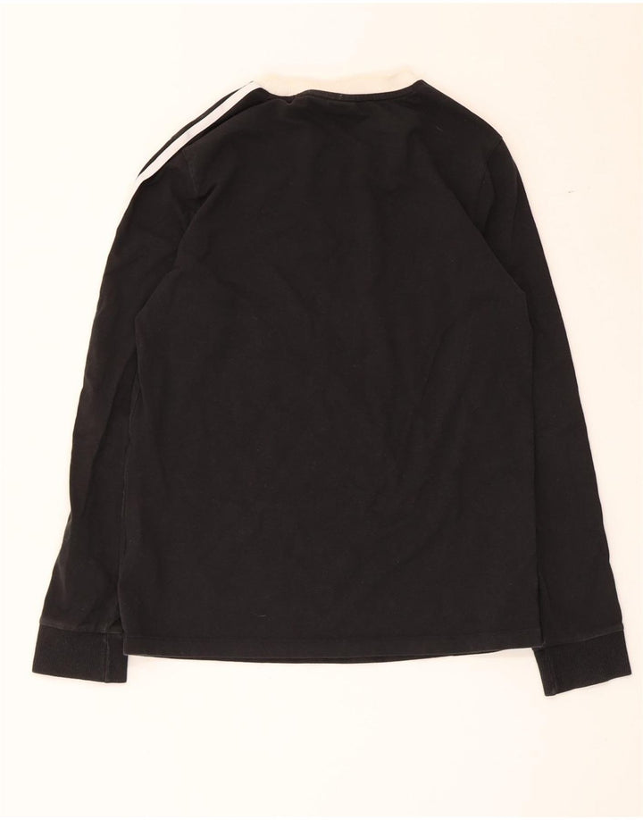 Adidas Damen Top Langarm UK 12 Medium Schwarz Baumwolle