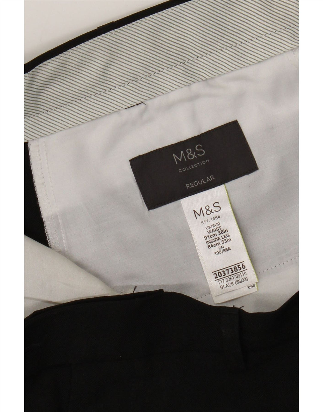 Marks & Spencer Herren-Anzughose in normaler Passform, W36 L31, schwarzes Polyester