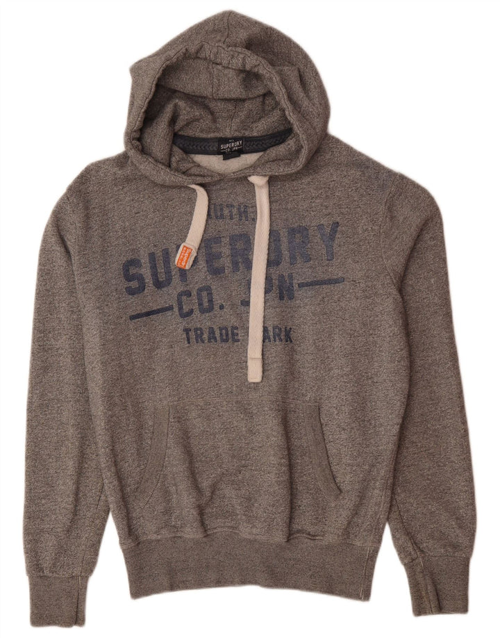 SUPERDRY Herren-Kapuzenpullover mit Grafik, mittelgrau gesprenkelte Baumwolle