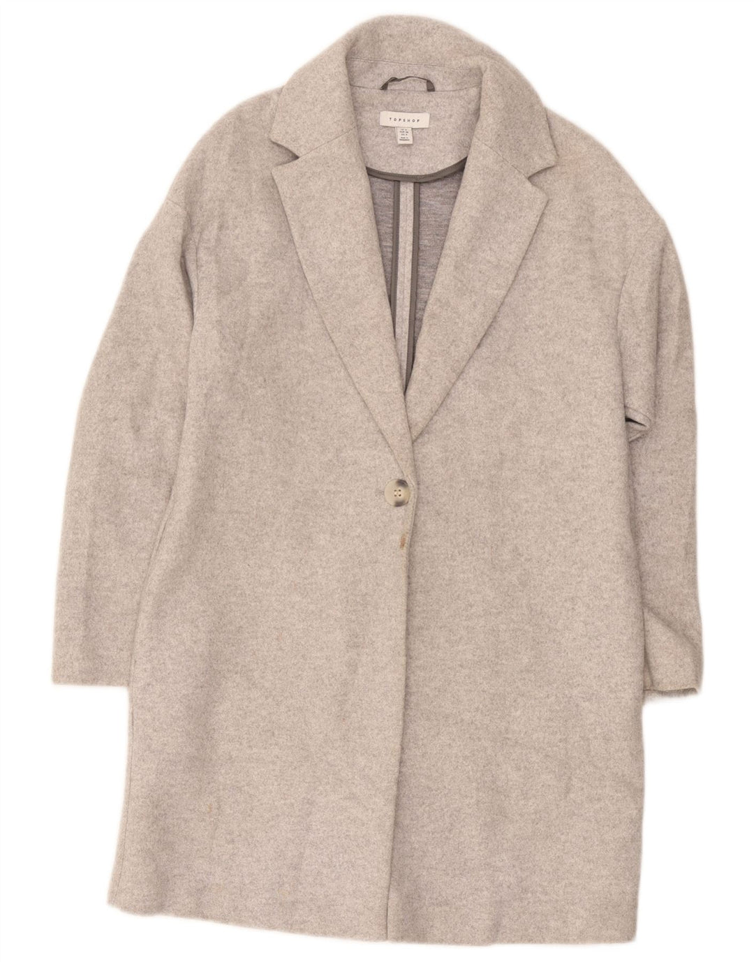 Topshop Damen Übergroßer Mantel UK 8 Small Grau Polyester