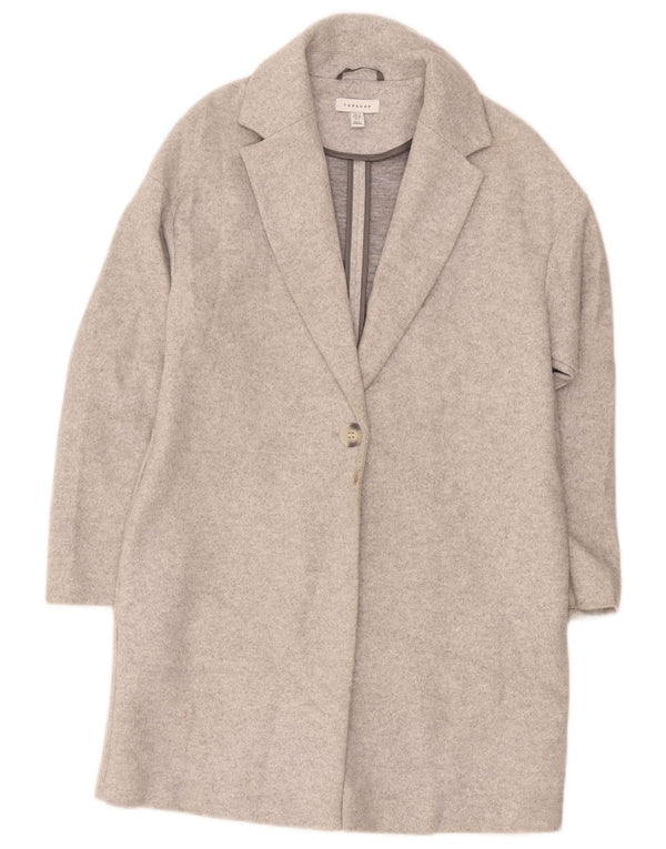 Topshop Damen Übergroßer Mantel UK 8 Small Grau Polyester