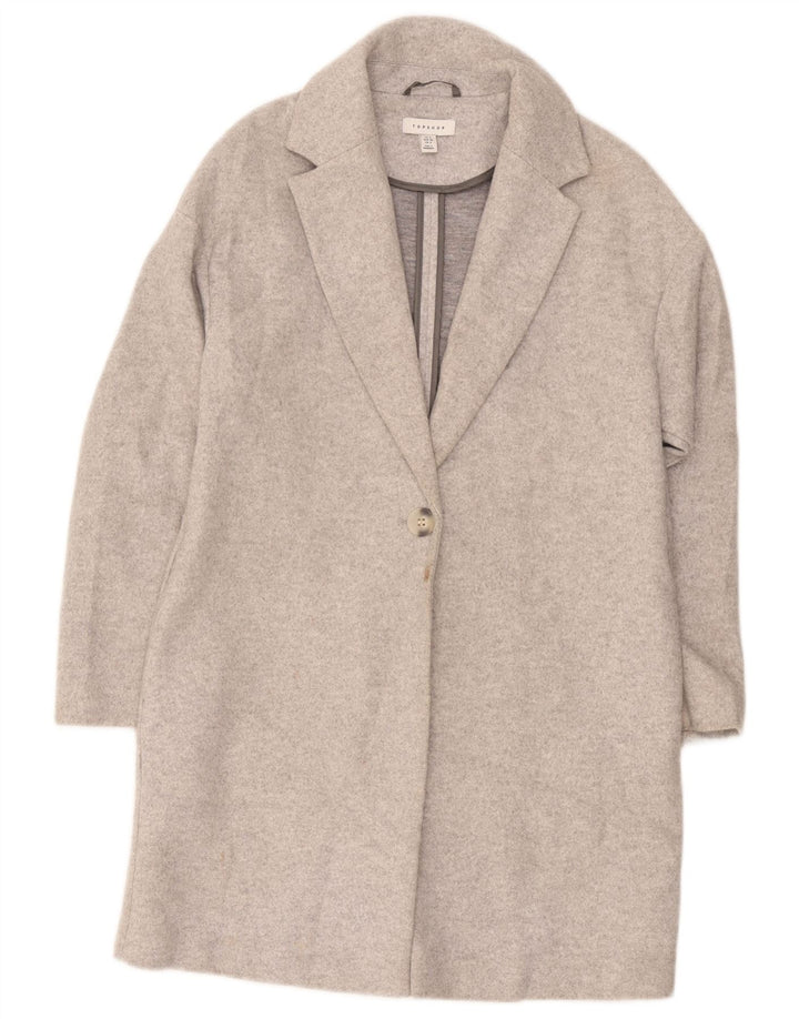 Topshop Damen Übergroßer Mantel UK 8 Small Grau Polyester