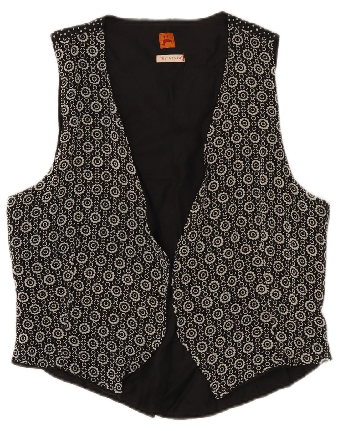 Vintage Damen Weste IT 46 Groß Schwarz Geometrisch