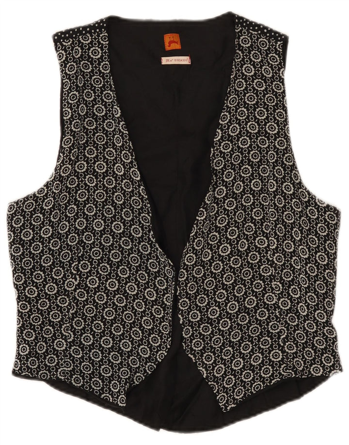 Vintage Damen Weste IT 46 Groß Schwarz Geometrisch