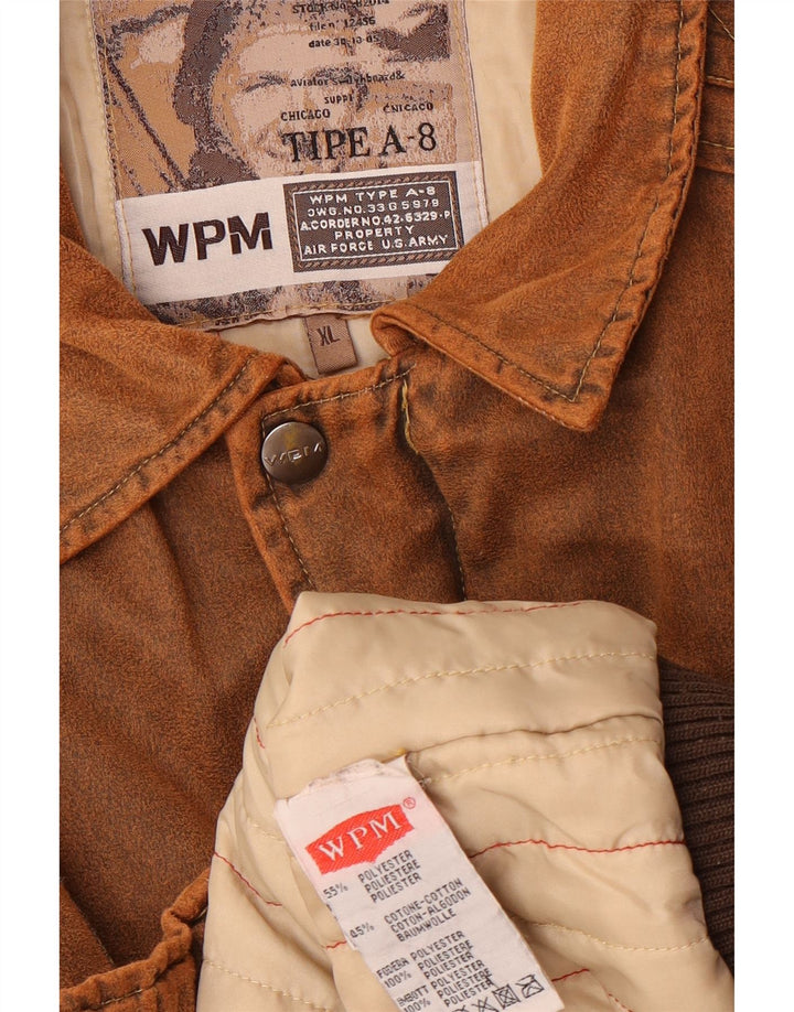 WPM Herren Bomberjacke Typ A-8 mit Grafik, UK 42, XL, Braun, Farbblock