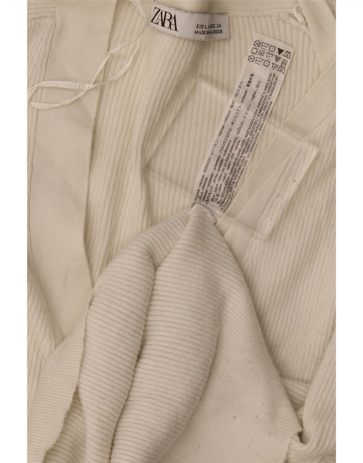 Zara Damen-Strickjacke in Übergröße, Gr. 40, Größe L, cremefarbene Viskose