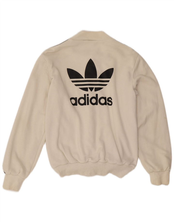Adidas Damen Übergroße Trainingsanzug-Oberjacke UK 6 XS Weiße Baumwolle