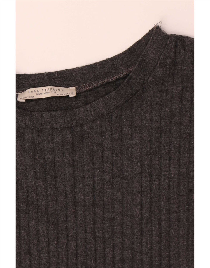 Zara Damen Trafaluc T-Shirt-Kleid UK 14 Mittelgraues Polyester