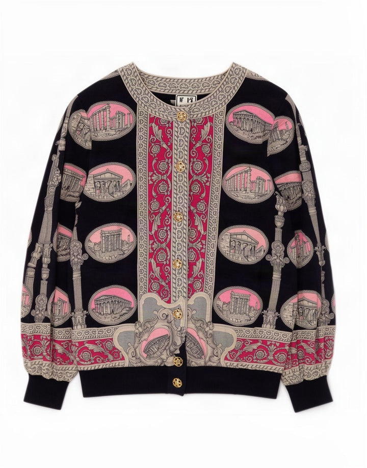 Liola Damen-Strickjacke mit abstraktem Muster, UK-Gr. 16, große schwarze Wolle