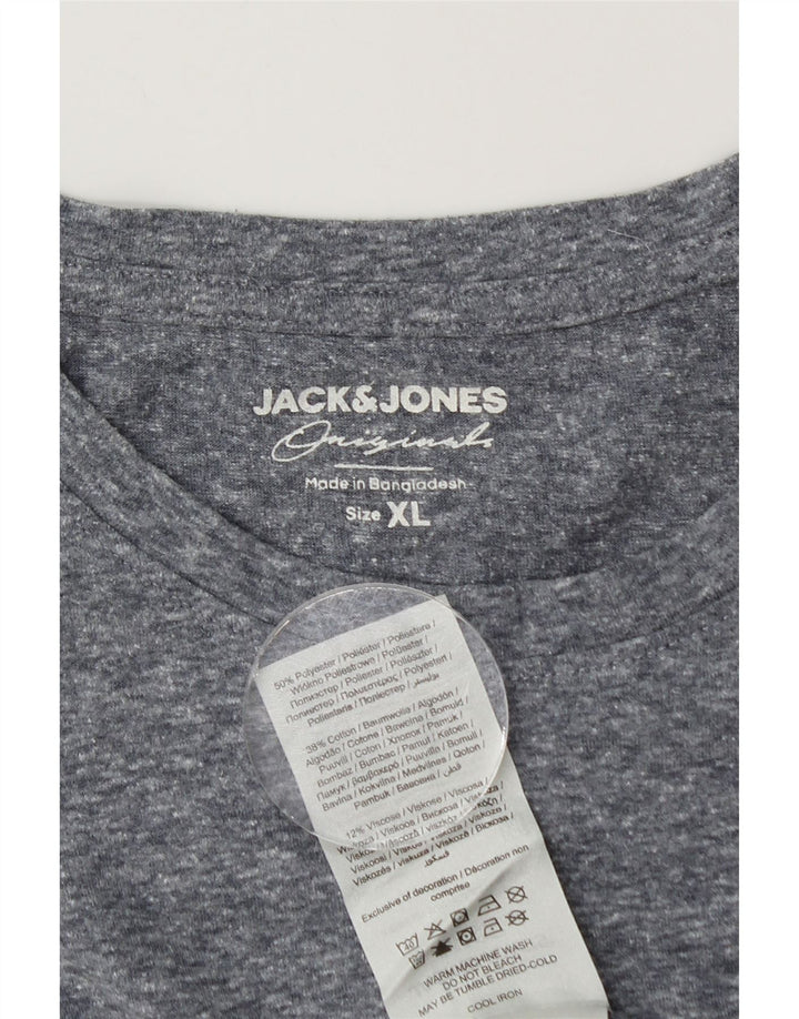 Jack & Jones Herren T-Shirt Top XL Grau gefleckte Baumwolle