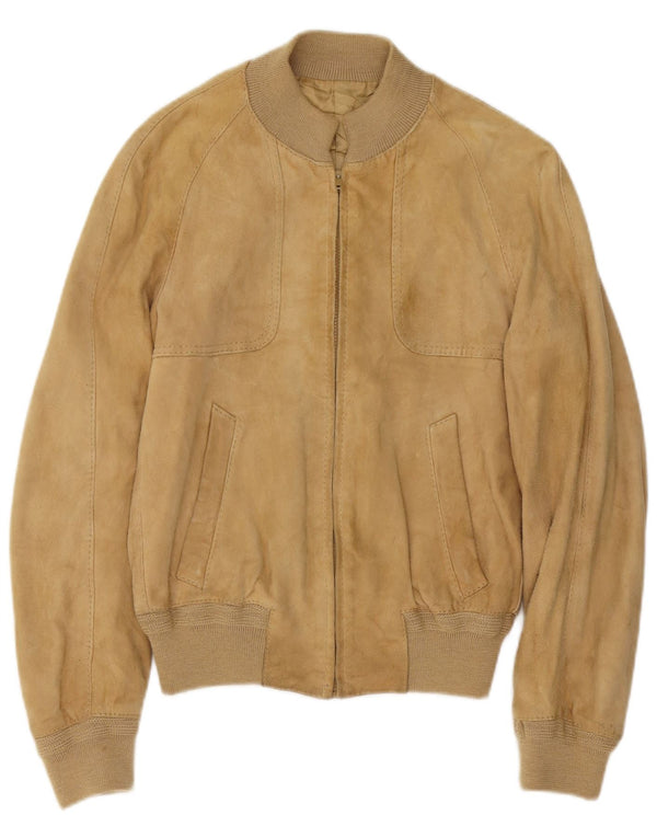 Vintage Herren Wildleder Bomberjacke IT 48 Medium Beige Leder