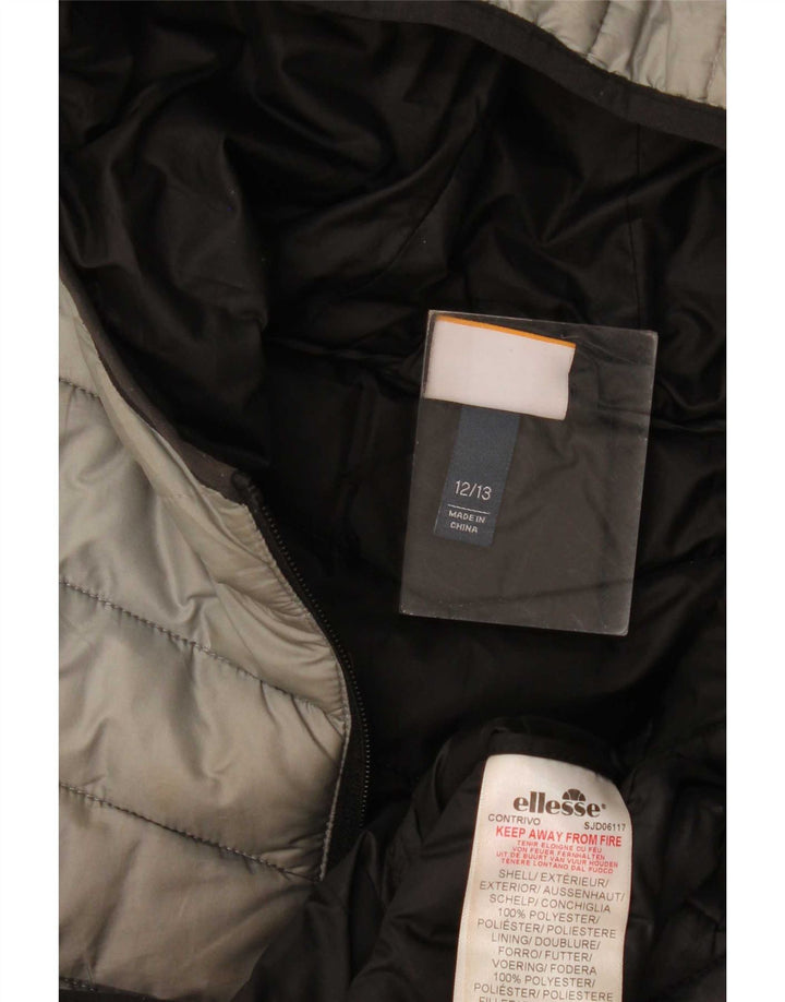 Ellesse Wattierte Jacke mit Kapuze für Jungen, 12–13 Jahre, graues Batik-Polyester