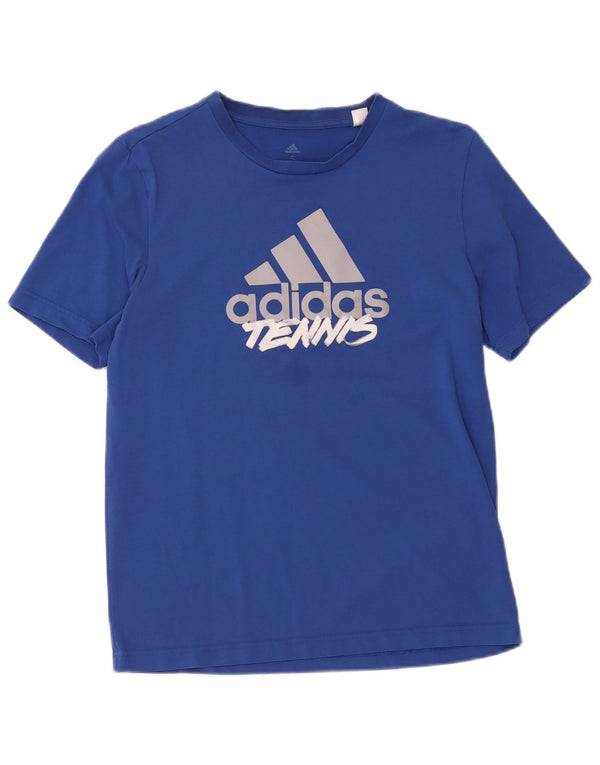 Adidas Herren Tennis Graphic T-Shirt Top Small Blau Baumwolle