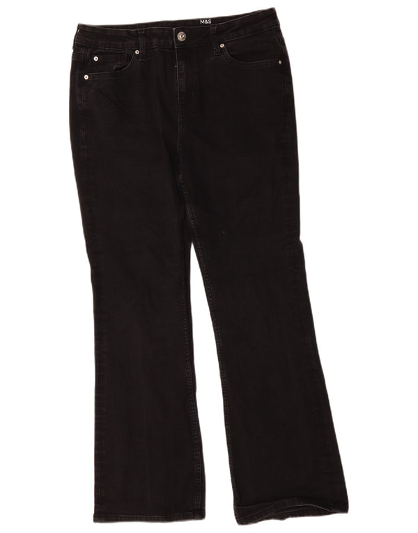 Marks & Spencer Damen Eva Bootcut Jeans UK 14 Large W34 L29 Schwarze Baumwolle