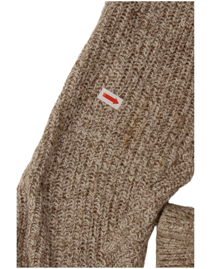 EDDIE BAUER Herren-Pullover, übergroß, Knopfkragen, XL, Beige gefleckt