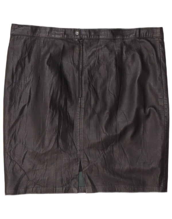 Lavorazione Artigiana Damen Mini-Lederrock W36 XL Schwarz