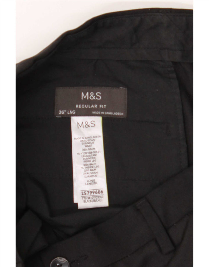 Marks & Spencer Herren-Freizeithose mit normaler Passform, W36, L33, Schwarz, Polyester