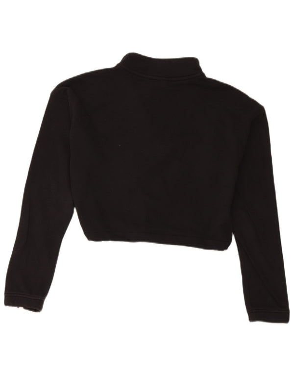 Adidas Damen Crop Zip Neck Sweatshirt Pullover UK 10 Small Schwarz