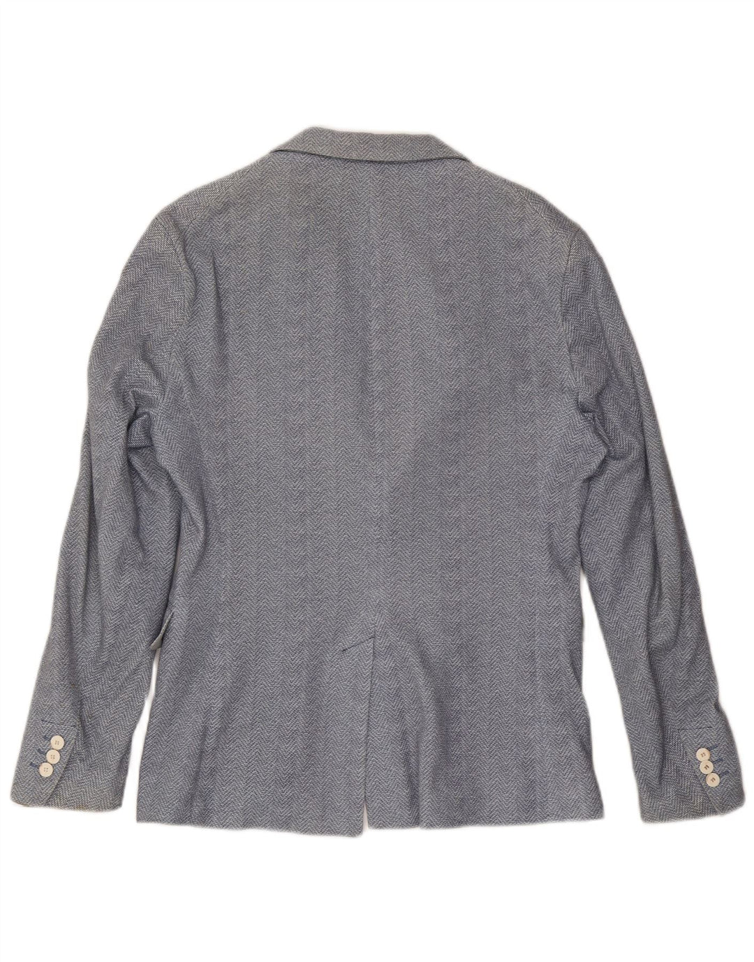 Zara Herren-Blazer mit 2 Knöpfen, EU 48, mittelblaue Baumwolle