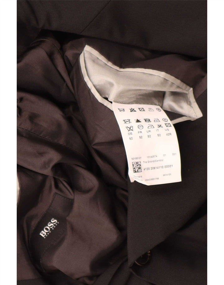 Hugo Boss Herren-Blazer mit 2 Knöpfen, EU 52, groß, schwarze Schurwolle