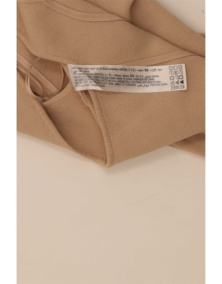 Zara Damen Ärmelloses Crop Top UK 8 Small Beige Nylon