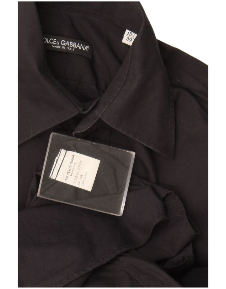 Dolce & Gabbana Herrenhemd Größe 39 15 1/2 Mittelschwarze Baumwolle
