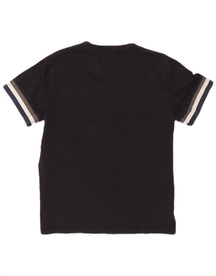 Fred Perry Herren-T-Shirt-Oberteil aus mittelschwarzer Colourblock-Baumwolle