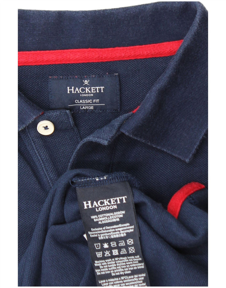 HACKETT Herren-Poloshirt mit klassischer Passform und Grafik, groß, marineblau, Baumwolle