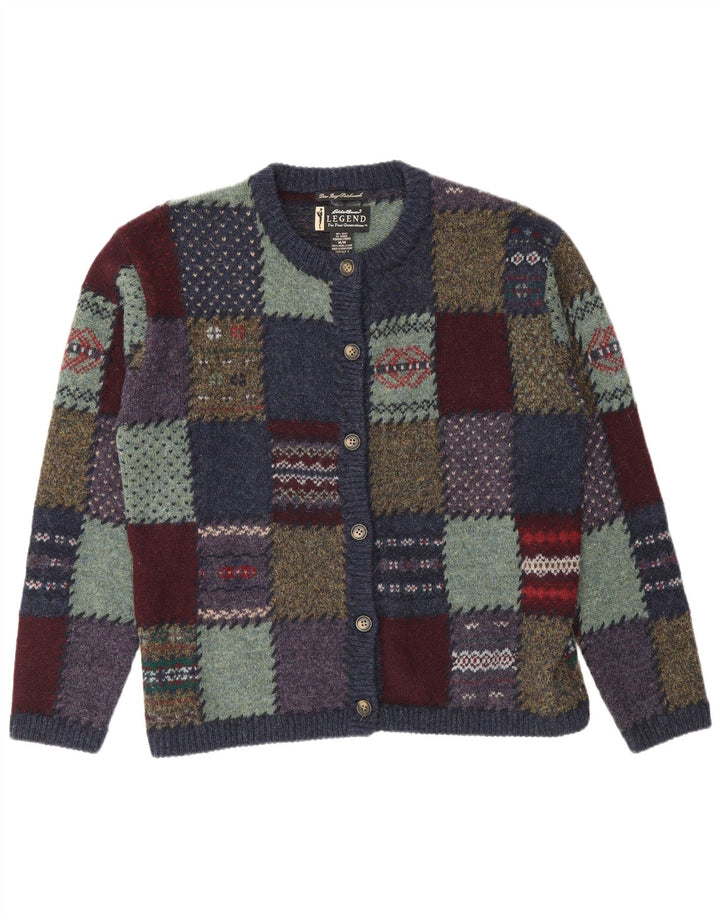 Eddie Bauer Damen-Cardigan-Pullover UK 14 Medium Mehrfarbig Patchwork