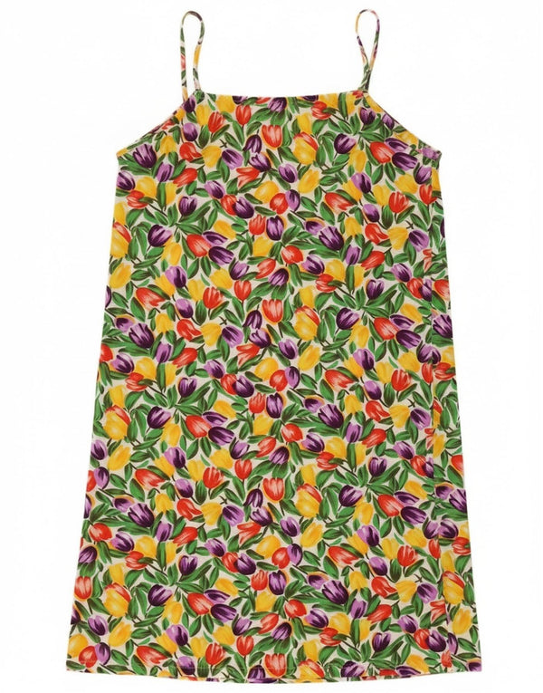 Vintage Damen Sonnenkleid UK 18 XL Bunt geblümt