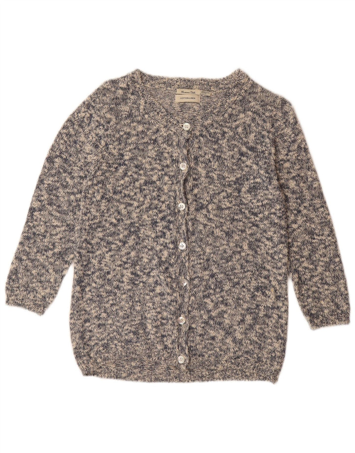 MASSIMO DUTTI Damen-Cardigan-Pullover UK 12 Mittelgrau gefleckte Baumwolle