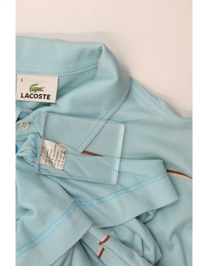 Lacoste Herren-Poloshirt, Größe 4, mittelblau, gestreift, Baumwolle
