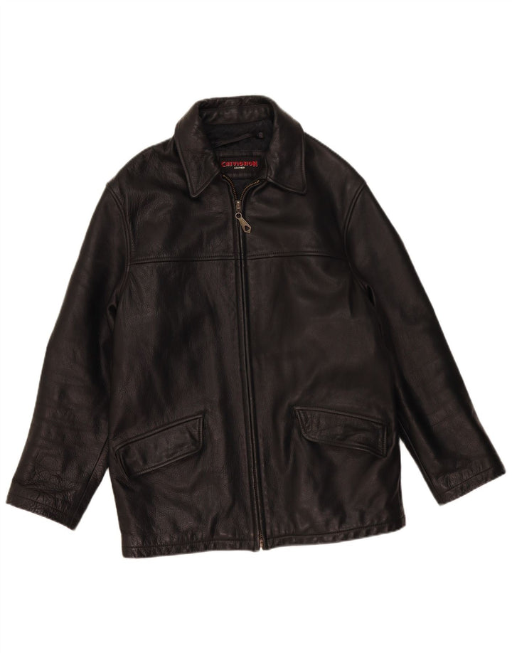 Chevignon Herren Lederjacke UK 36 Small Schwarzes Leder
