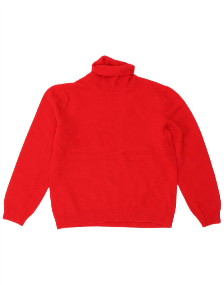 Benetton Womens Crop Rollkragenpullover Pullover UK 10 Small Rot