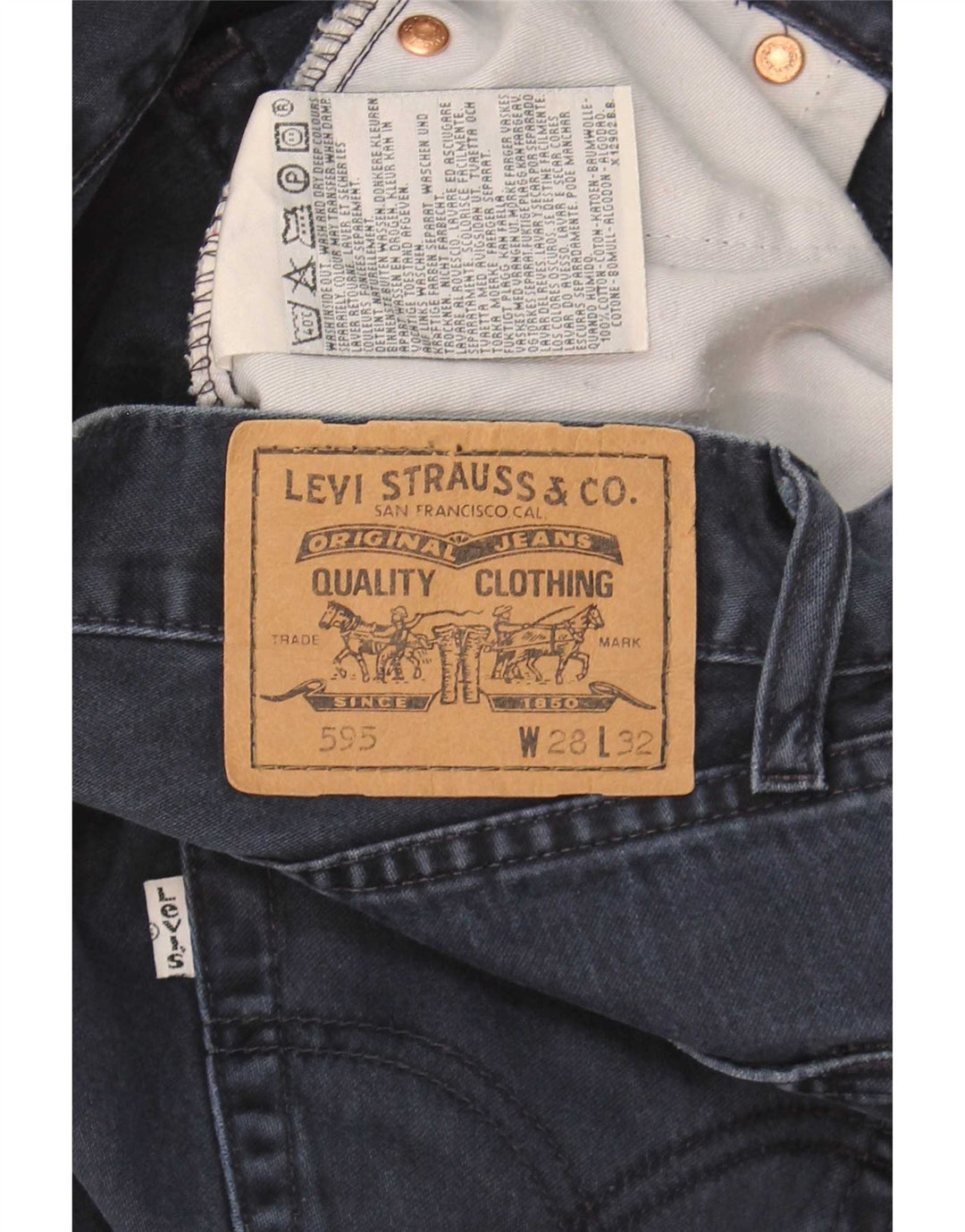 Levi's Damen 595 Straight Jeans W28 L27 Marineblaue Baumwolle