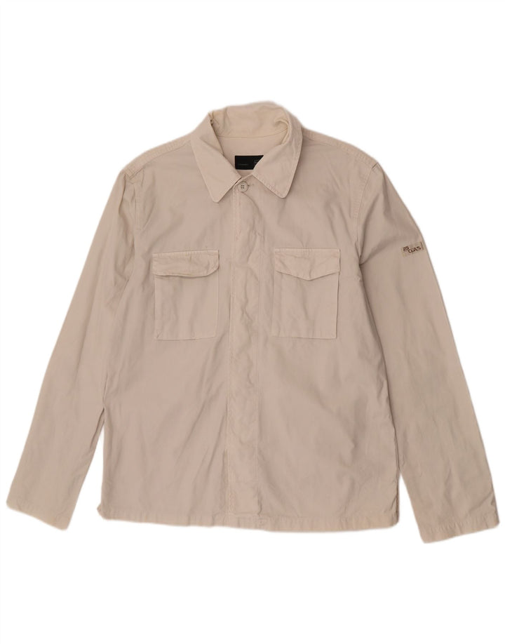 Gas Herren Bomberjacke UK 42 XL Off White Baumwolle
