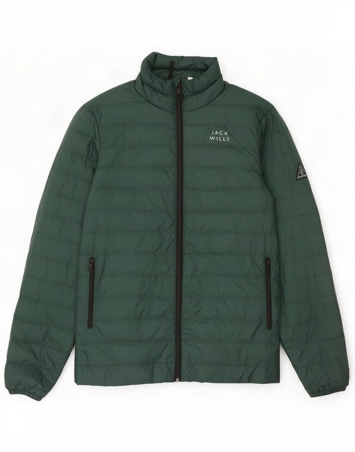 Jack Wills wattierte Herrenjacke UK 36 Small Green Polyamid