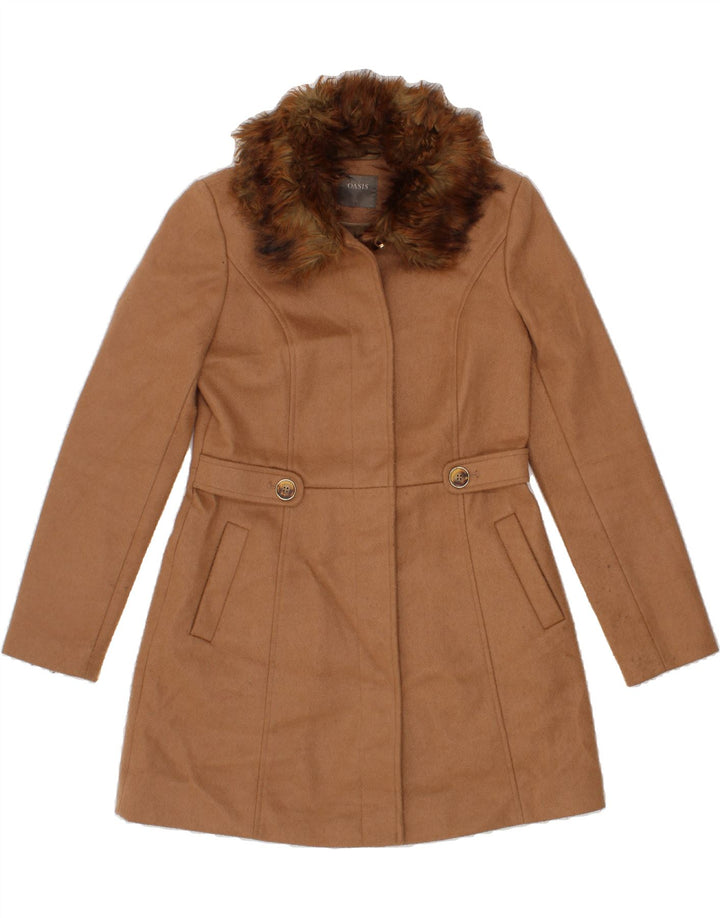OASIS Womens Overcoat UK 10 Small Brown Polyester Vintage Oasis and Second-Hand Oasis from Messina Hembry 