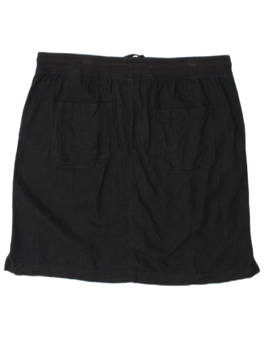 MARKS & SPENCER Damen Minirock UK 16 Large W34 Schwarzes Leinen