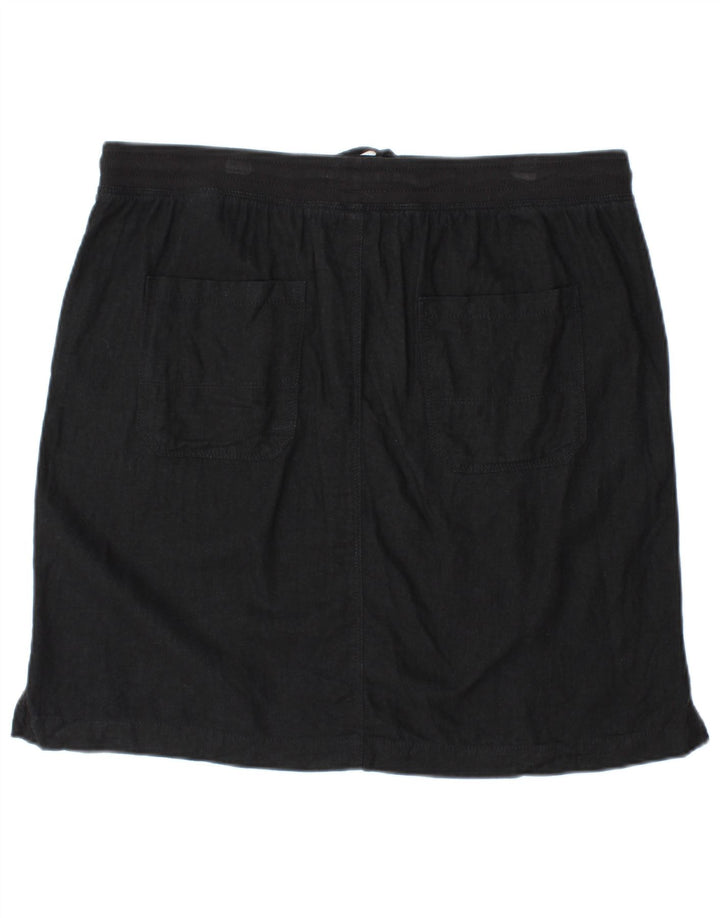 MARKS & SPENCER Damen Minirock UK 16 Large W34 Schwarzes Leinen