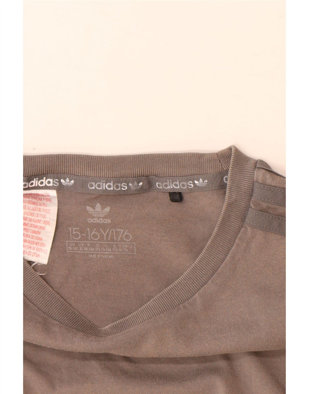 Adidas T-Shirt für Jungen, 15–16 Jahre, graue Farbblock-Baumwolle