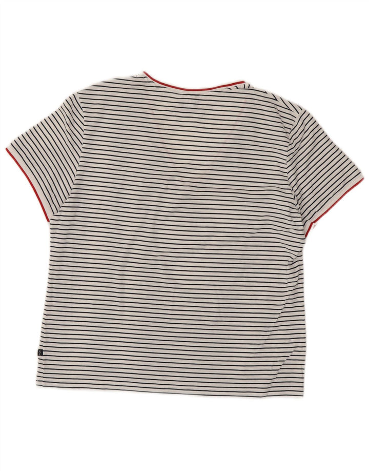 PAUL & SHARK Damen T-Shirt Top UK 18 XL weiß gestreift aus Baumwolle