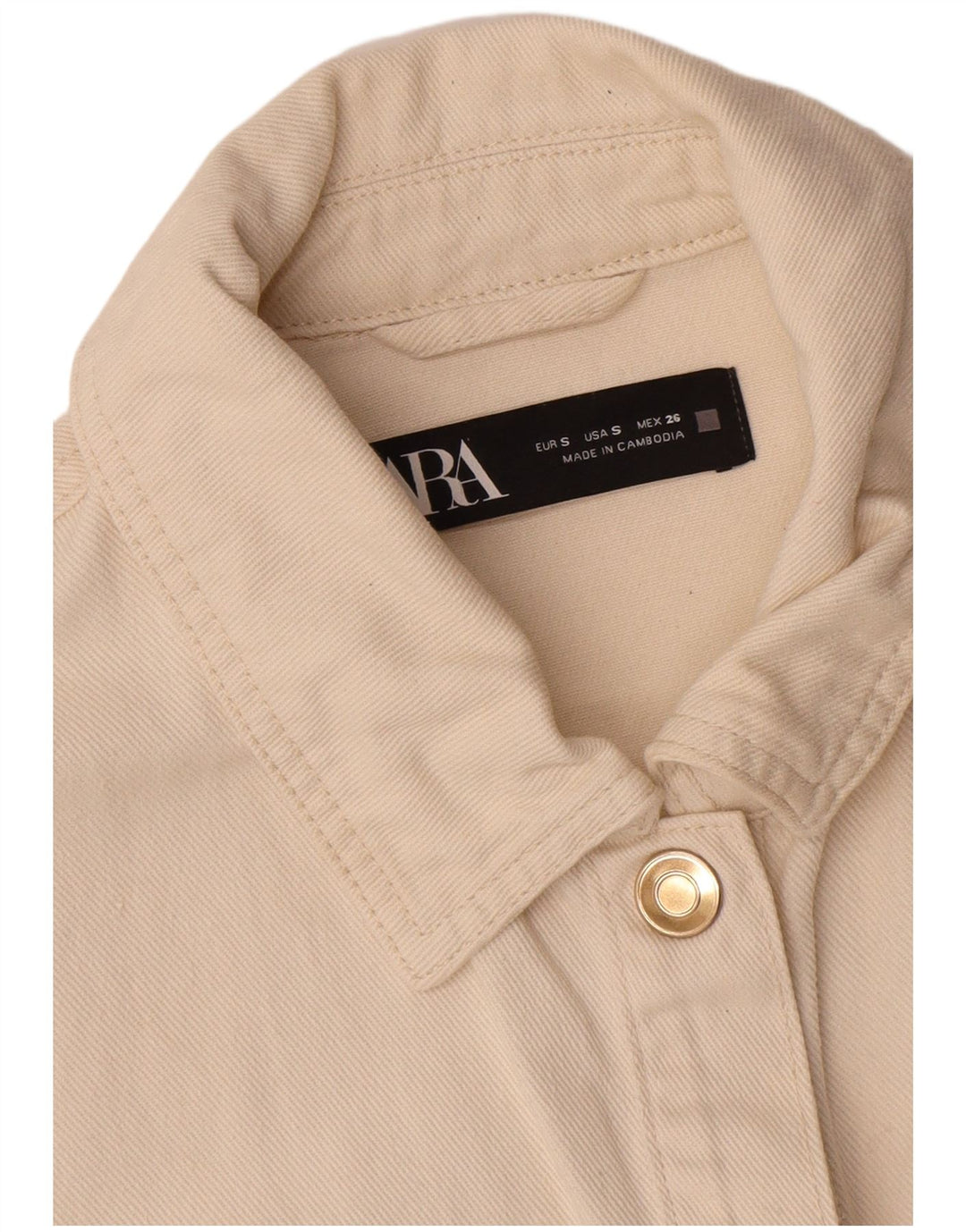 Zara Damen Bomberjacke UK 10 Small Off White Baumwolle