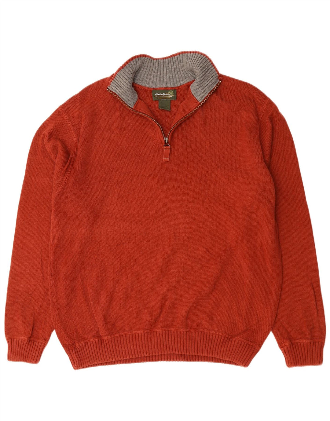 EDDIE BAUER Herren-Pullover mit Reißverschluss am Hals, große rote Baumwolle