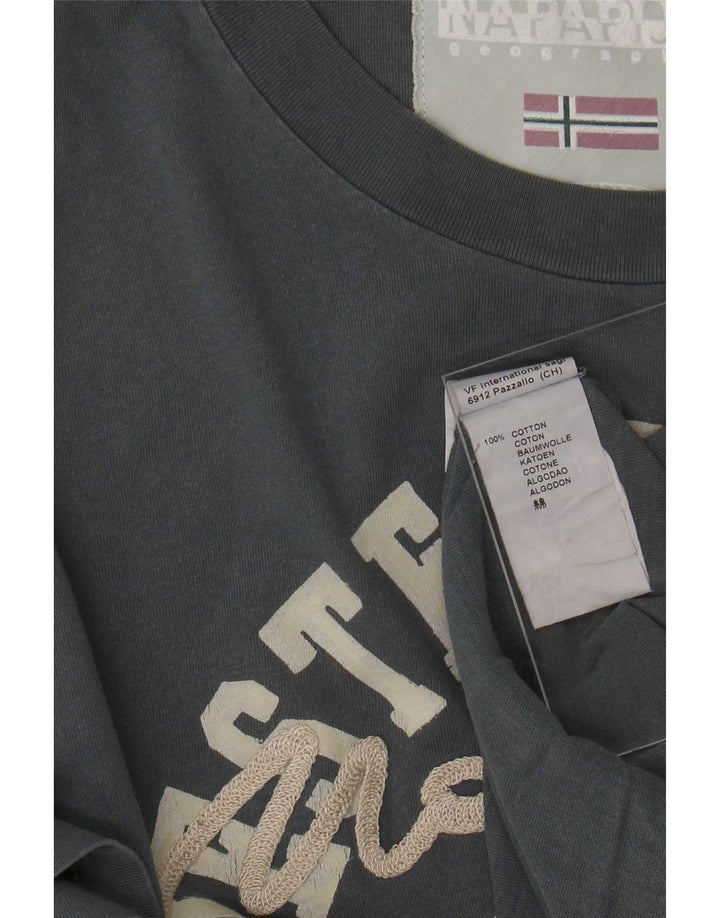 Napapijri Herren-T-Shirt mit Grafik, Größe L, aus grauer Baumwolle
