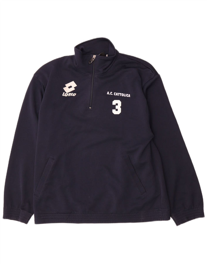 Lotto Herren-Sweatshirt mit grafischem Reißverschluss am Hals, groß, marineblau, Polyester