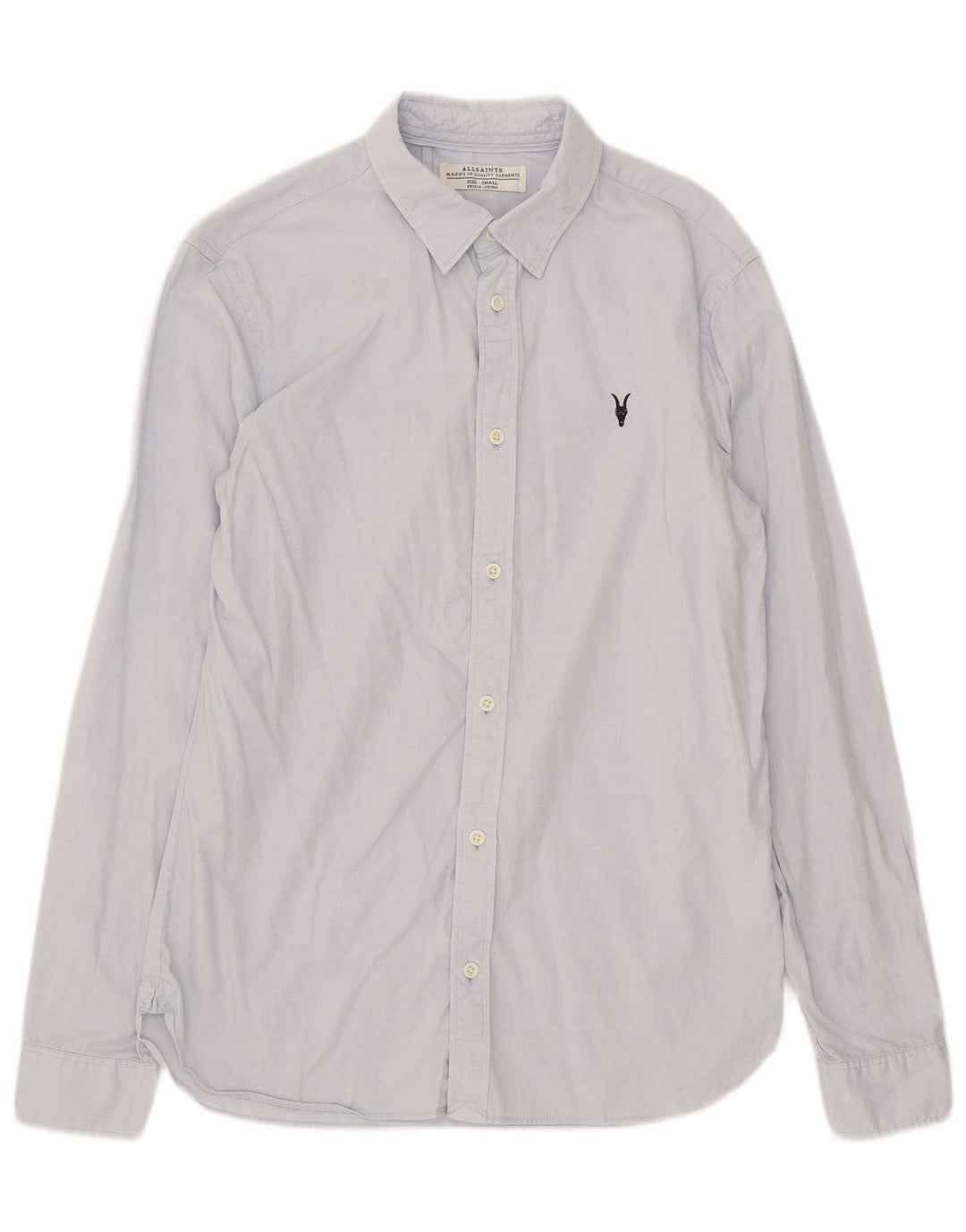 All Saints Herrenhemd, klein, aus blauer Baumwolle