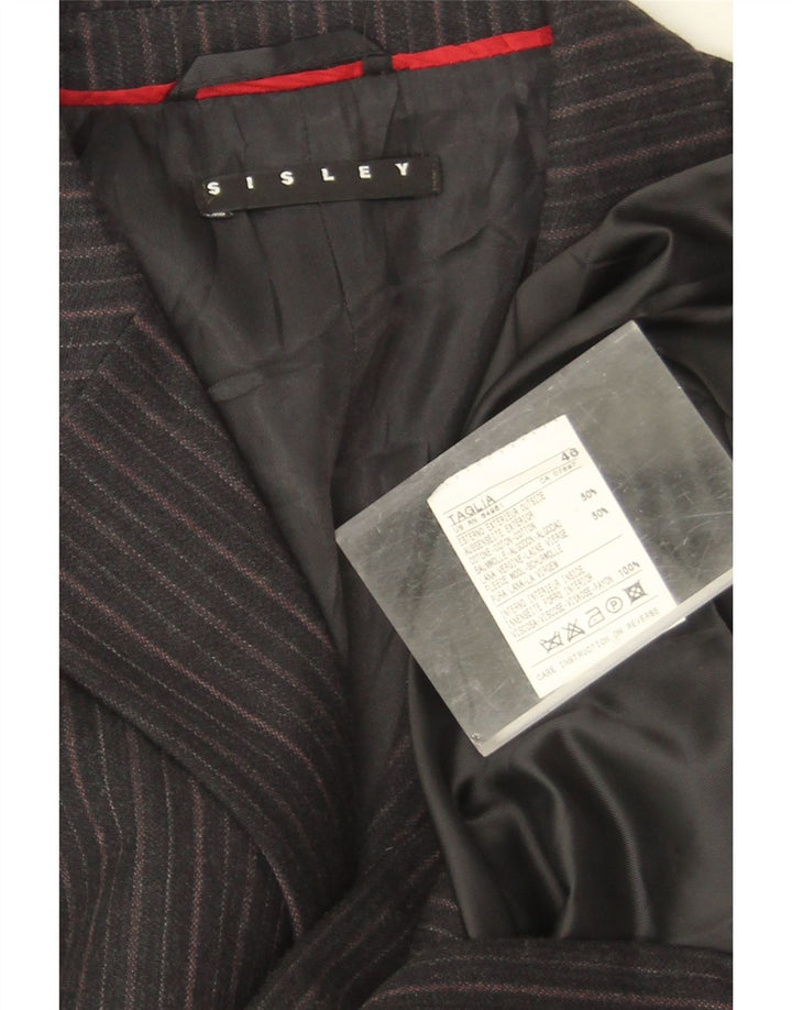 Sisley Herren-Blazer mit 3 Knöpfen, IT 46, kleine graue Nadelstreifen-Baumwolle
